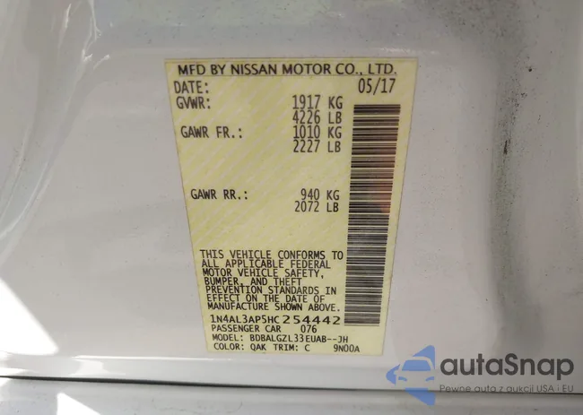 1N4AL3AP5HC254442: 43062112