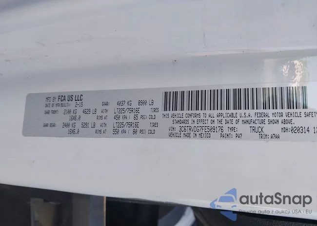 3C6TRVDG7FE509176: 43062146