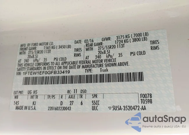 1FTEW1EF0GFB33419: 43062181