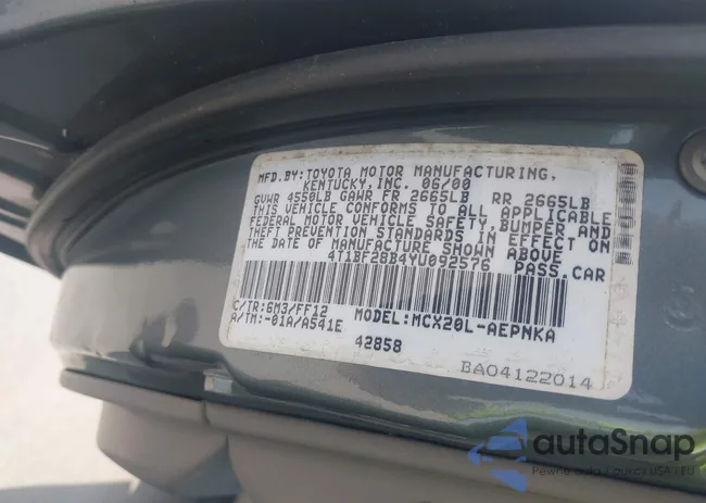 4T1BF28B4YU092576: 43063211