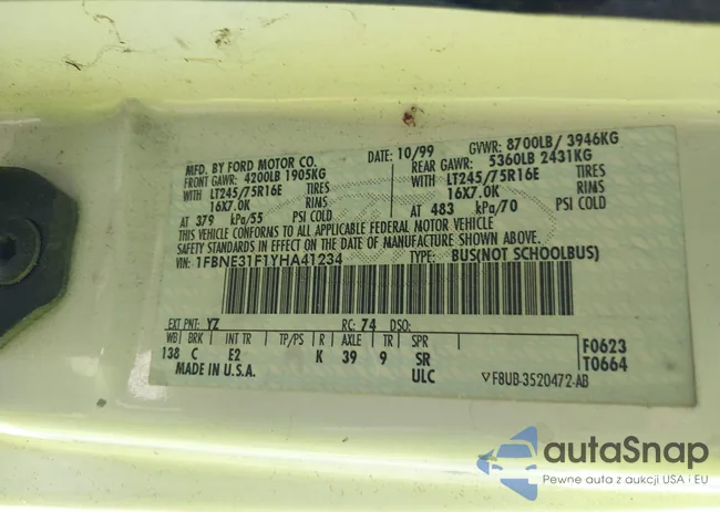 1FBNE31F1YHA41234: 43063217