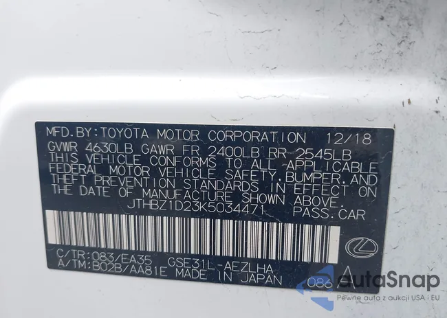 JTHBZ1D23K5034471: 43063250