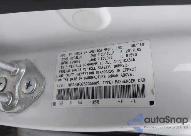 1HGCP2F37BA004485: 43063311