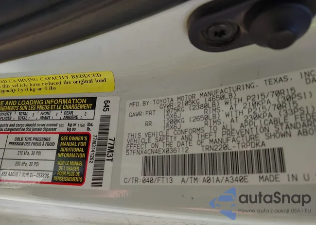 5TFNX4CN4EX036112: 43063316