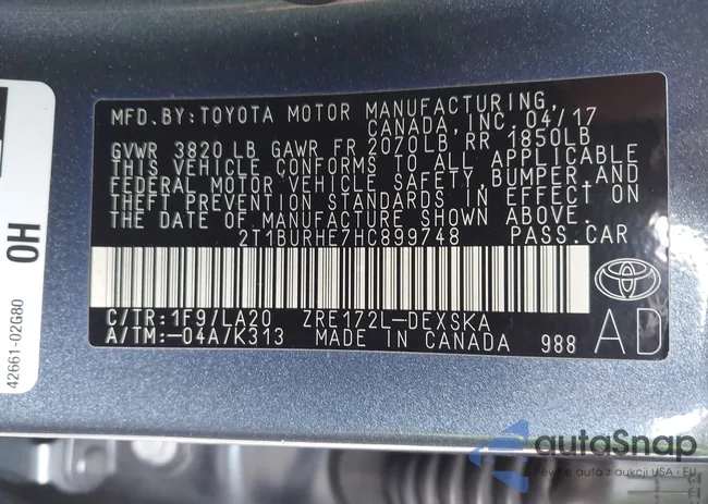 2T1BURHE7HC899748: 43063432