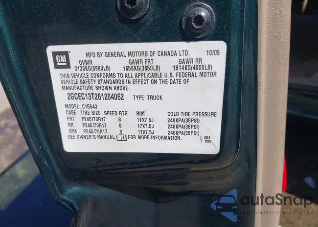 2GCEC13T261204062: 43063482