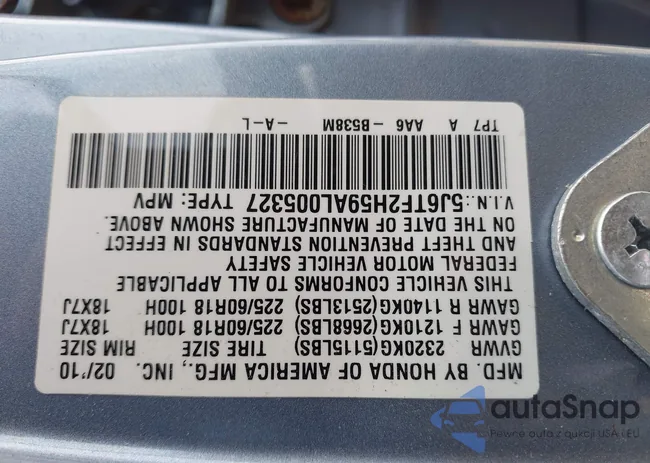 5J6TF2H59AL005327: 43063543