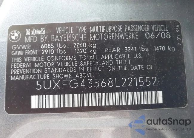 5UXFG43568L221552: 43063671