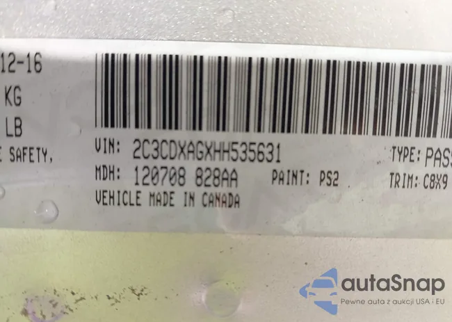 2C3CDXAGXHH535631: 43063781