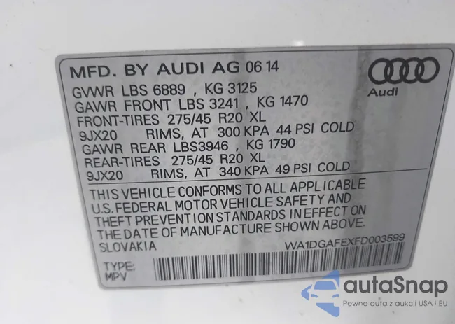 WA1DGAFEXFD003599: 43062810