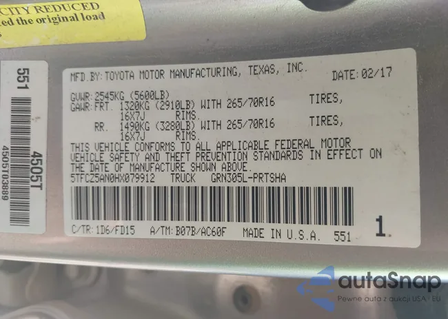 5TFCZ5AN0HX079912: 43062882