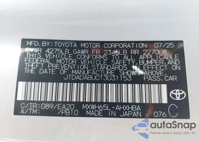 JTDADABU0T3031153: 43062932