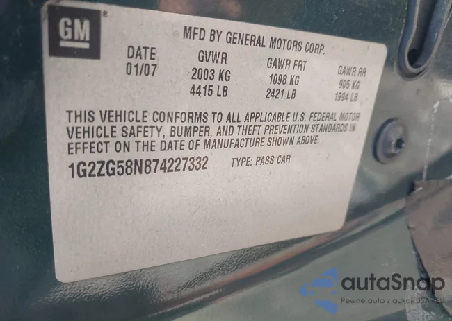 1G2ZG58N874227332: 43062999