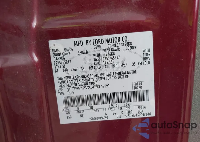 1FTPW12VX6FB24729: 43063005