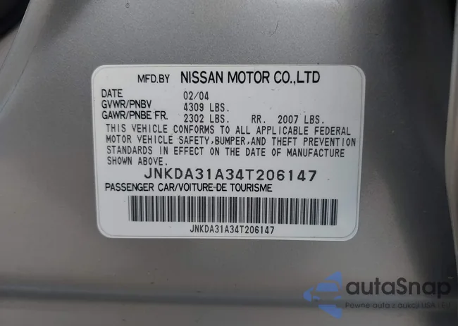 JNKDA31A34T206147: 43063116