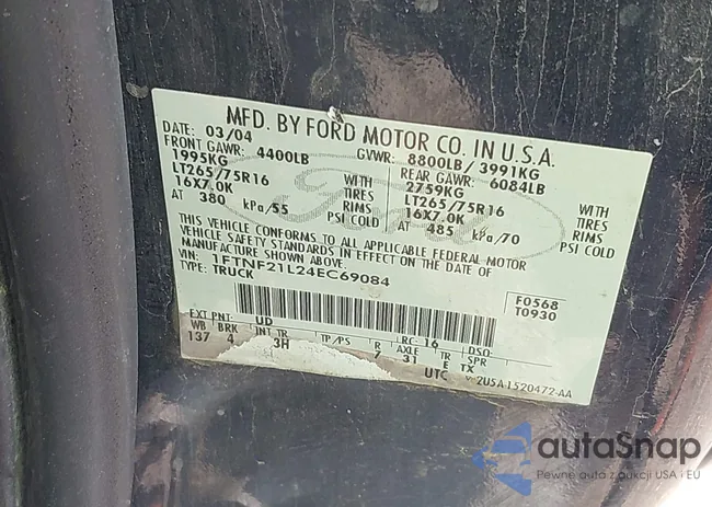 1FTNF21L24EC69084: 43064380