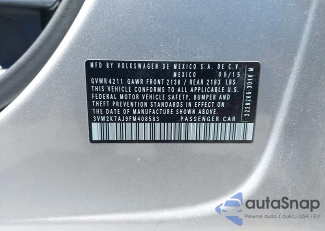 3VW2K7AJ9FM408583: 43064403