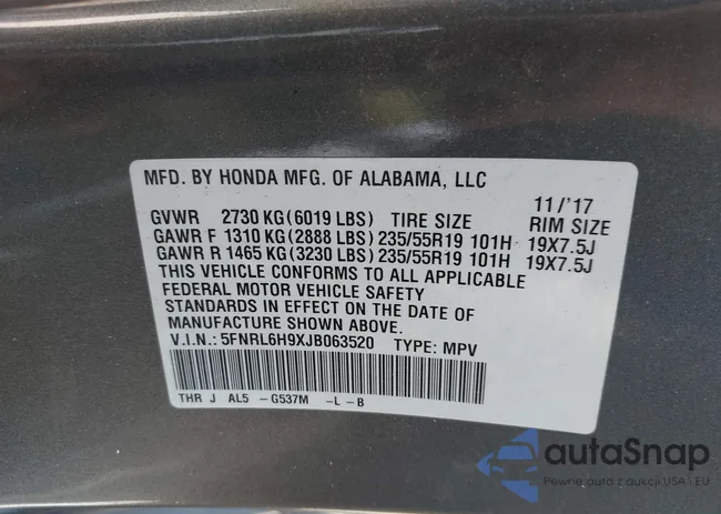 5FNRL6H9XJB063520: 43064512