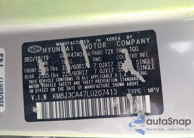 KM8J3CA47LU207413: 43064524