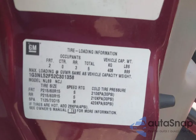 1G3NL52F52C301358: 43064600