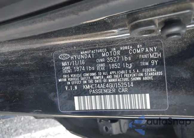 KMHCT4AE4GU152514: 43064710