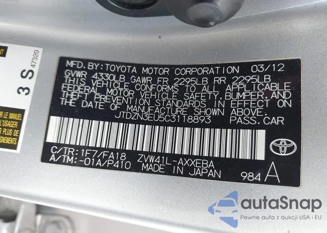 JTDZN3EU5C3118893: 43064732