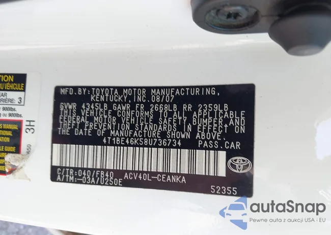 4T1BE46K58U736734: 43064769