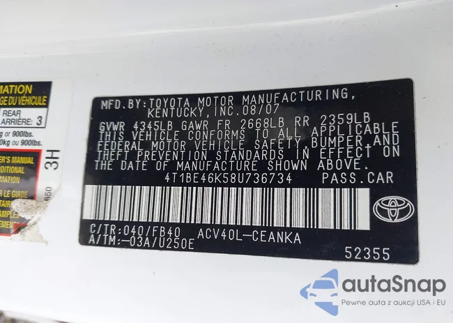 4T1BE46K58U736734: 43064769