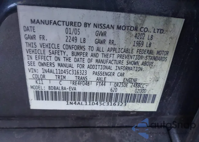 1N4AL11D45C316323: 43063832