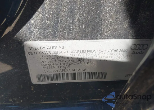 WAUWFAFLXCA059584: 43063922