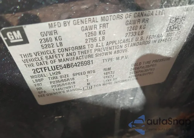 2CTFLUE54B6426981: 43064111