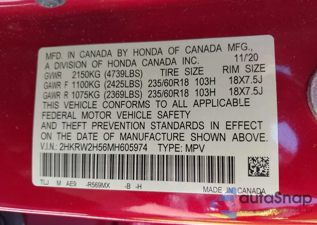 2HKRW2H56MH605974: 43064116