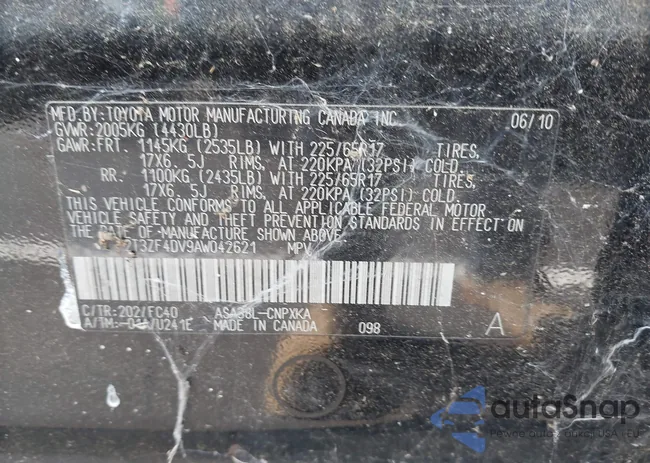 2T3ZF4DV9AW042621: 43065474