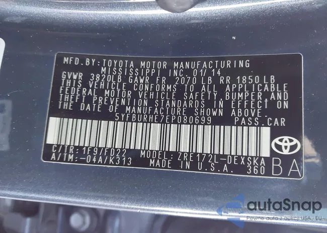 5YFBURHE7EP080699: 43065681