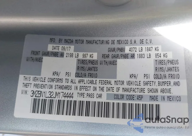 3MZBN1L32JM174444: 43065701