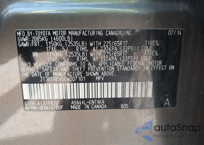 2T3BFREV5EW207101: 43065136