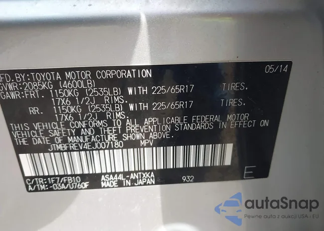 JTMBFREV4EJ007180: 43065169