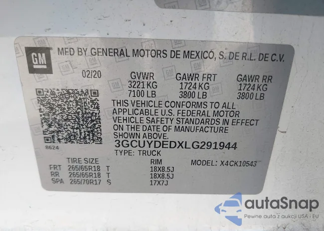 3GCUYDEDXLG291944: 43066466