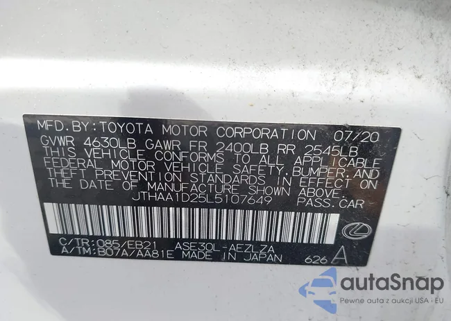 JTHAA1D25L5107649: 43066686