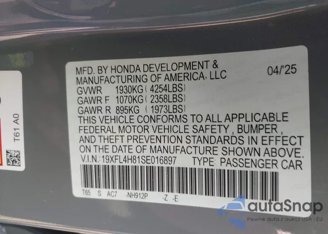 19XFL4H81SE016897: 43066726