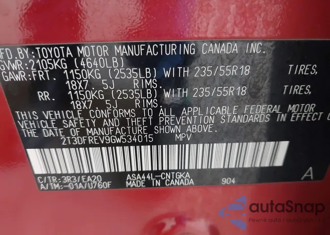 2T3DFREV9GW534015: 43065838