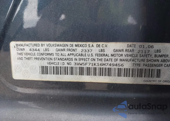 3VWSF71K16M749456: 43065965