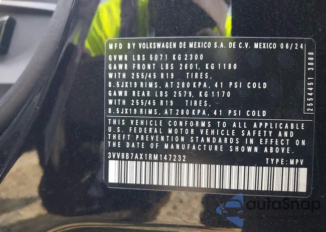 3VV8B7AX1RM147232: 43067221