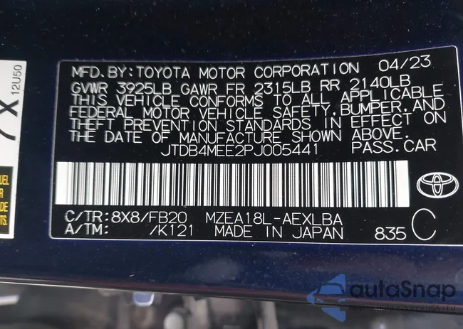 JTDB4MEE2PJ005441: 43067419