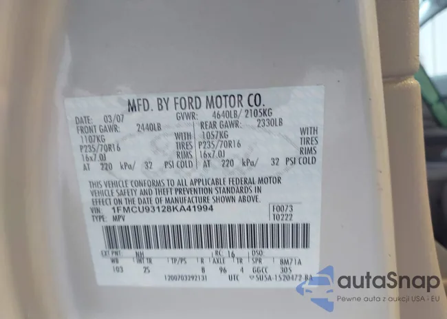 1FMCU93128KA41994: 43067632