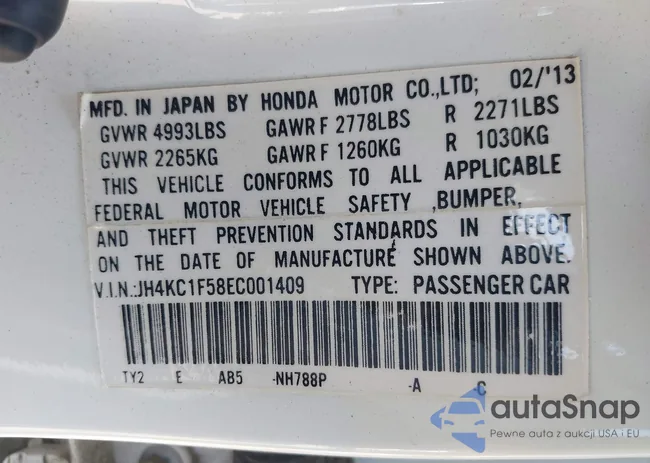 JH4KC1F58EC001409: 43067635