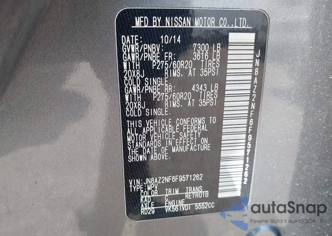 JN8AZ2NF6F9571262: 43067711