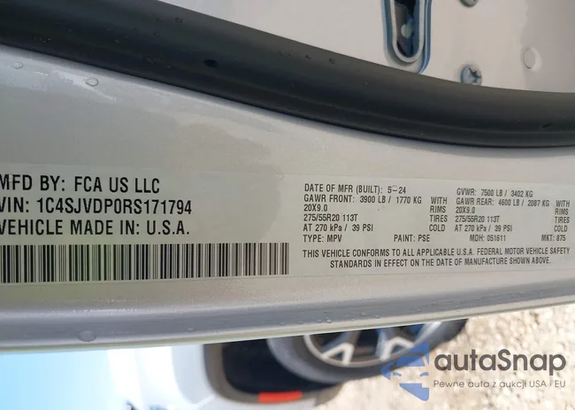 1C4SJVDP0RS171794: 43066854