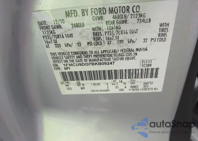 1FMCU9DG7BKB09247: 43068195