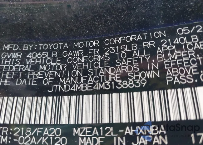 JTND4MBE4M3138839: 43068344